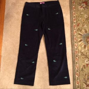 Ladies 12  Lilypod navy corduroy pants alligators